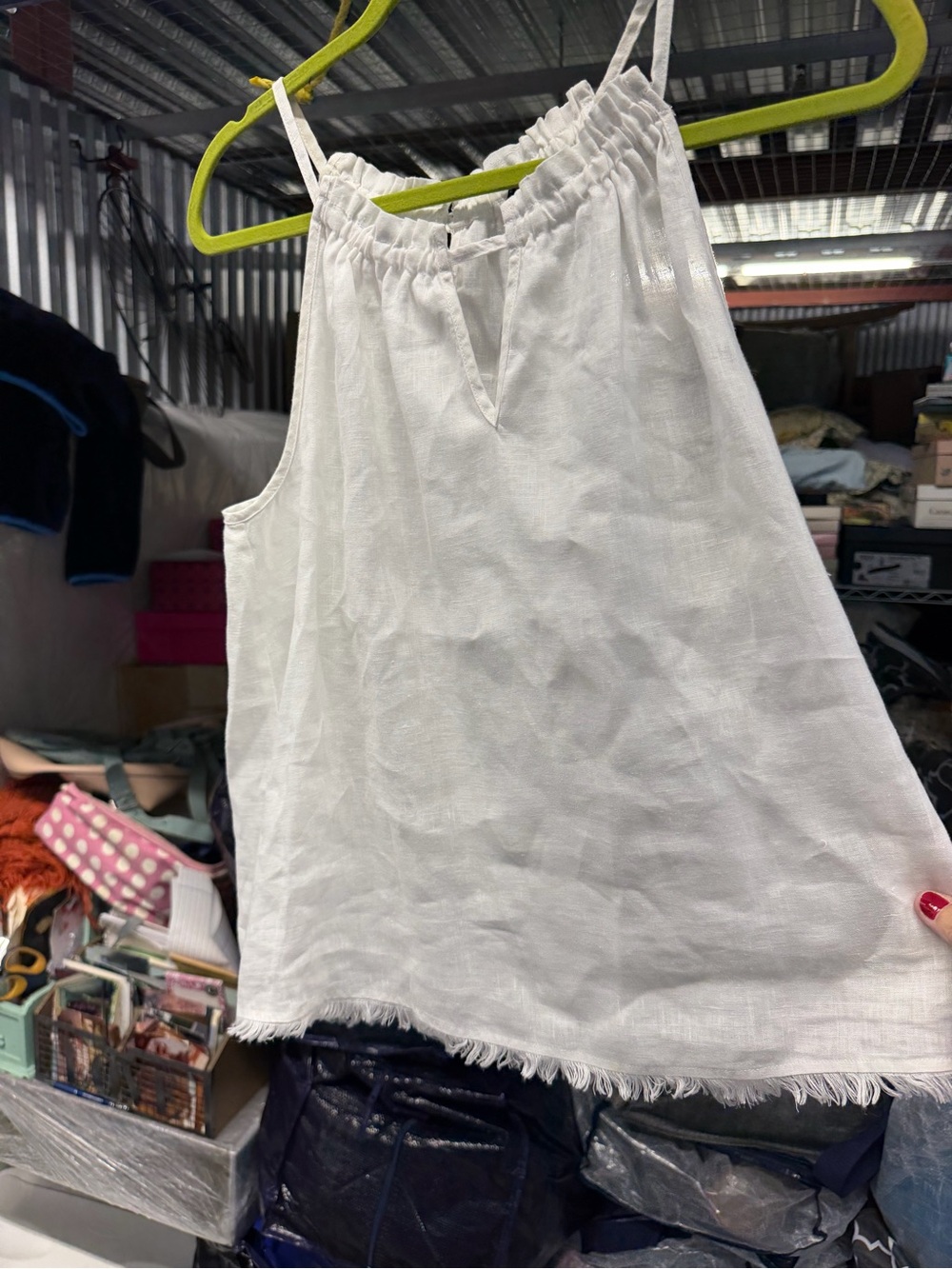 Saks Fifth Avenue White Linen Halter-Style Tank Top